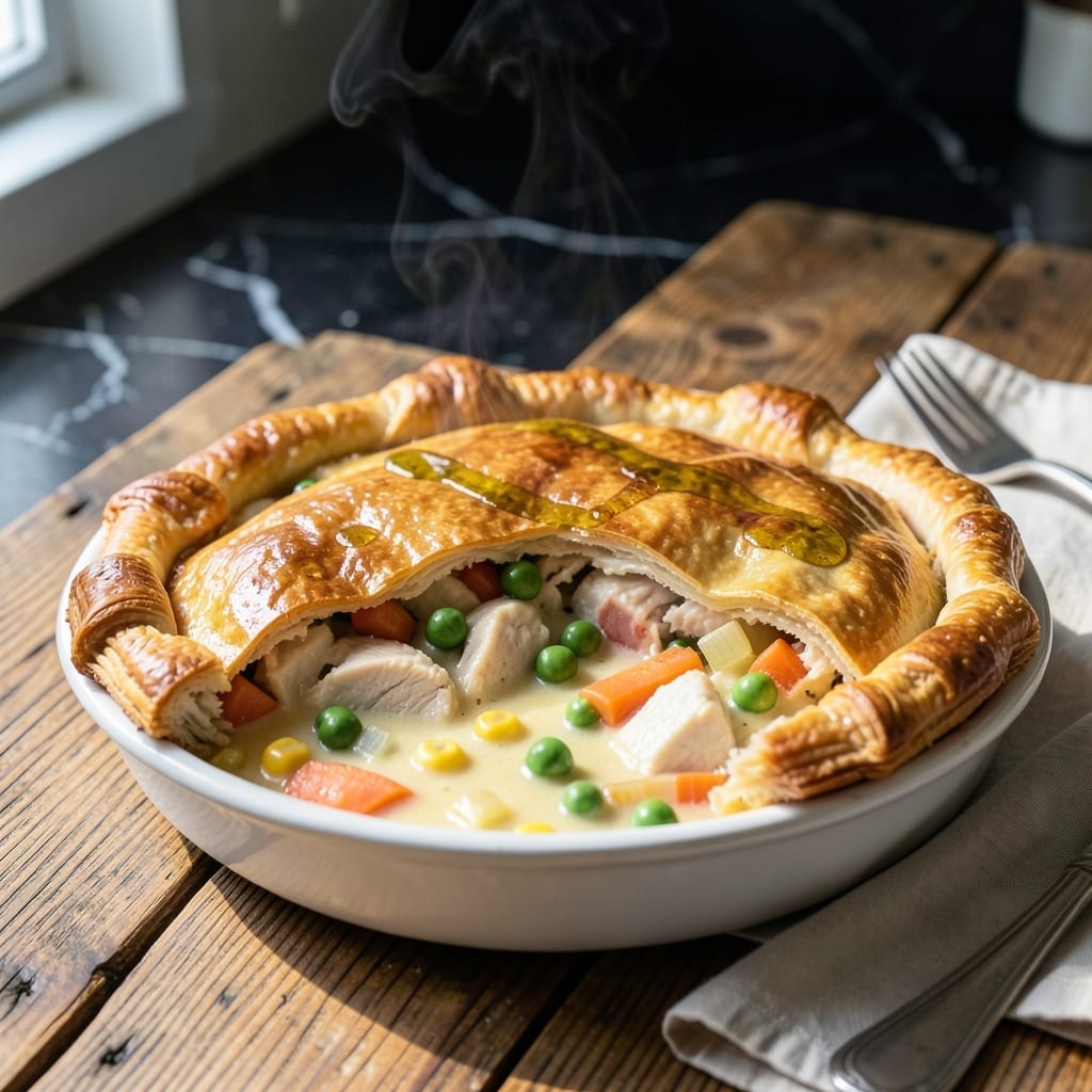 Chicken Pot Pie Recipe With Cream of Chicken: Flaky Crust Over Creamy Filling