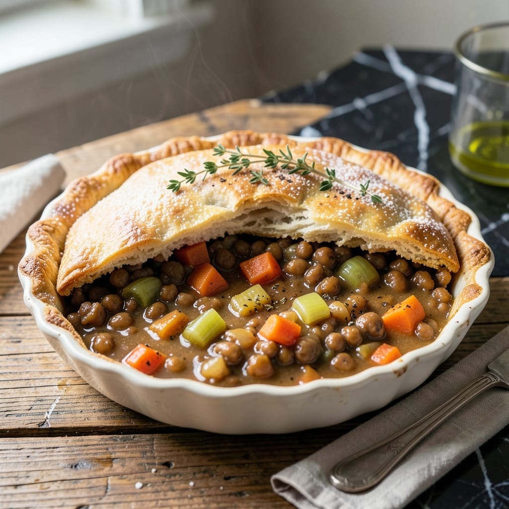 Lentil Pot Pie Recipe: Savory Filling With Flaky Biscuit Crown