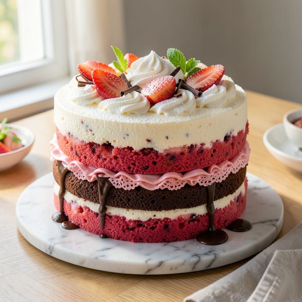 3 Color Cake Recipe: Vibrant Layers of Vanilla, Chocolate, and Strawberry Bliss 3 Color Cake Recipe: Vibrant Layers of Vanilla, Chocolate, and Strawberry Bliss