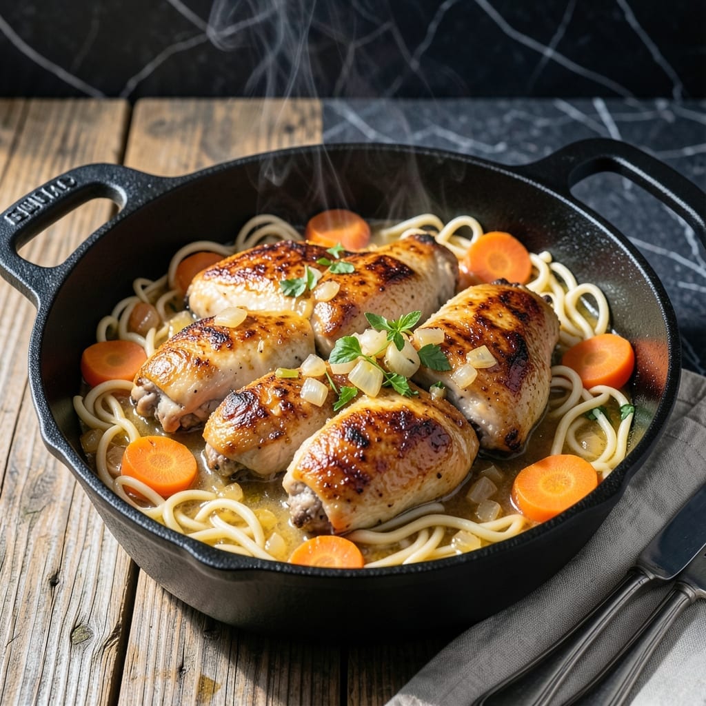 One Pot Chicken and Noodles Recipe: Egg Noodles Soak Up Rich Broth One Pot Chicken and Noodles Recipe: Egg Noodles Soak Up Rich Broth