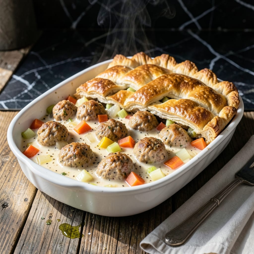 Chicken Pot Pie Meatballs Recipe: Flaky Bites With Creamy Filling Chicken Pot Pie Meatballs Recipe: Flaky Bites With Creamy Filling