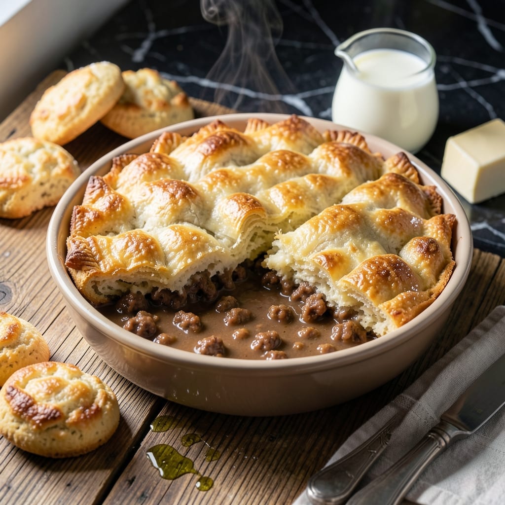 Biscuits and Gravy Pot Pie Recipe: Southern Comfort Under a Flaky Crust