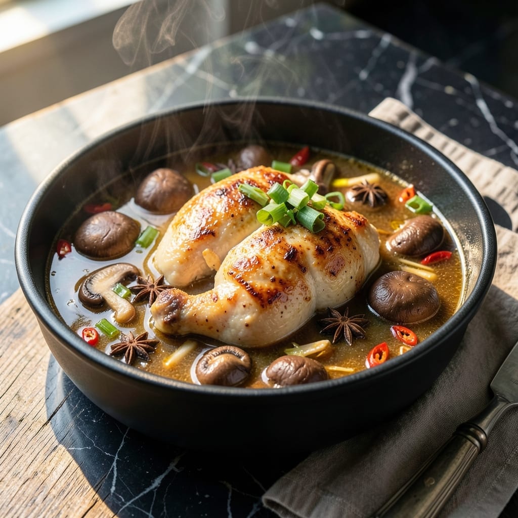 Chicken and Mushroom Hot Pot Recipe: Simmering Umami Broth with Tender Bites