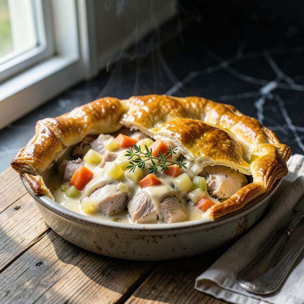 Dad's Leftover Turkey Pot Pie Recipe: Golden Crust With Herb-Infused Filling