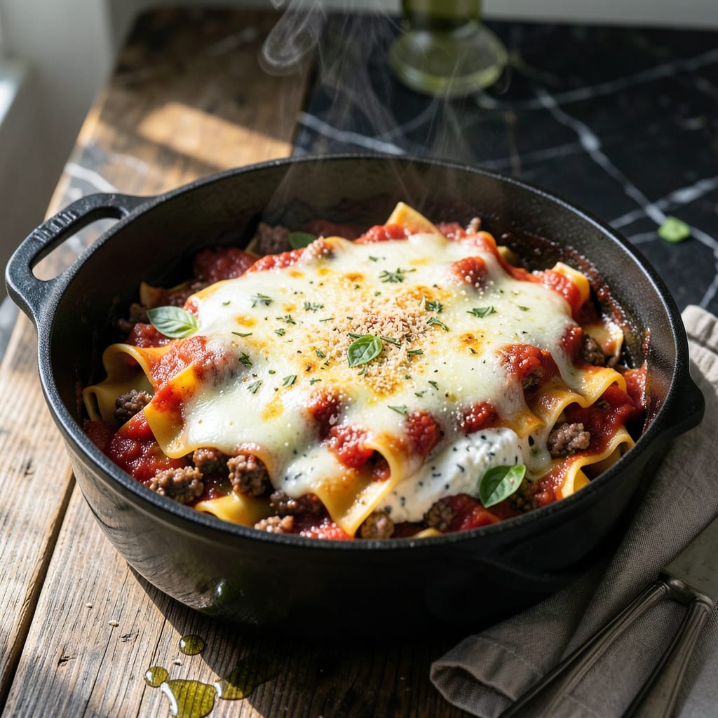 Visual representation of 1 Pot Lasagna Recipe: Layered Flavor Without the Mess