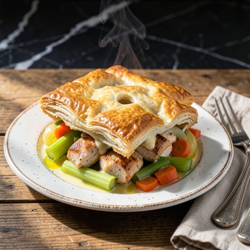 Homemade Chicken Pot Pie Recipe With Puff Pastry: Flaky Crust Over Hearty Fillings
