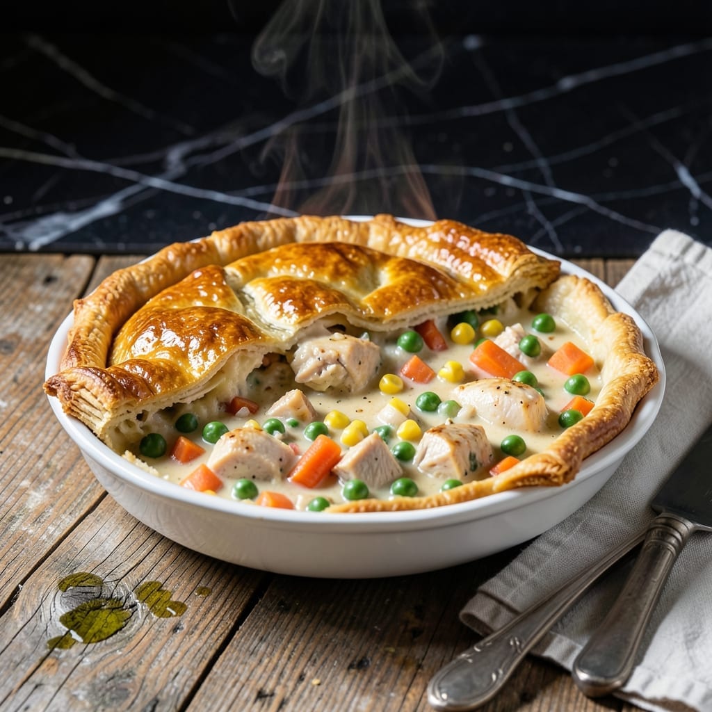 Rotisserie Chicken Pot Pie Recipe: Shredded Chicken in a Golden Crust