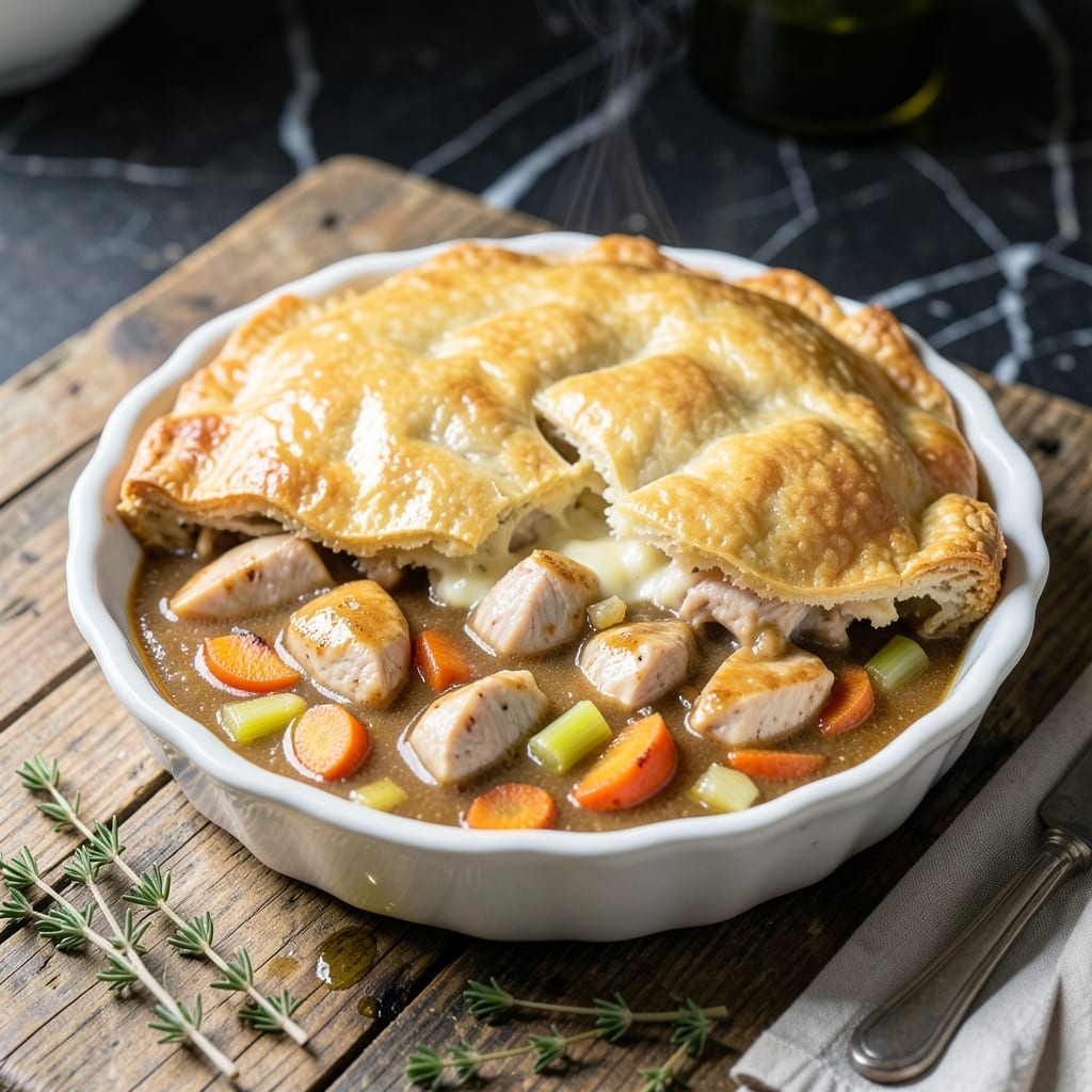 Chicken Pot Pie Recipe Using Bisquick: Flaky Biscuit Topping Over Creamy Filling