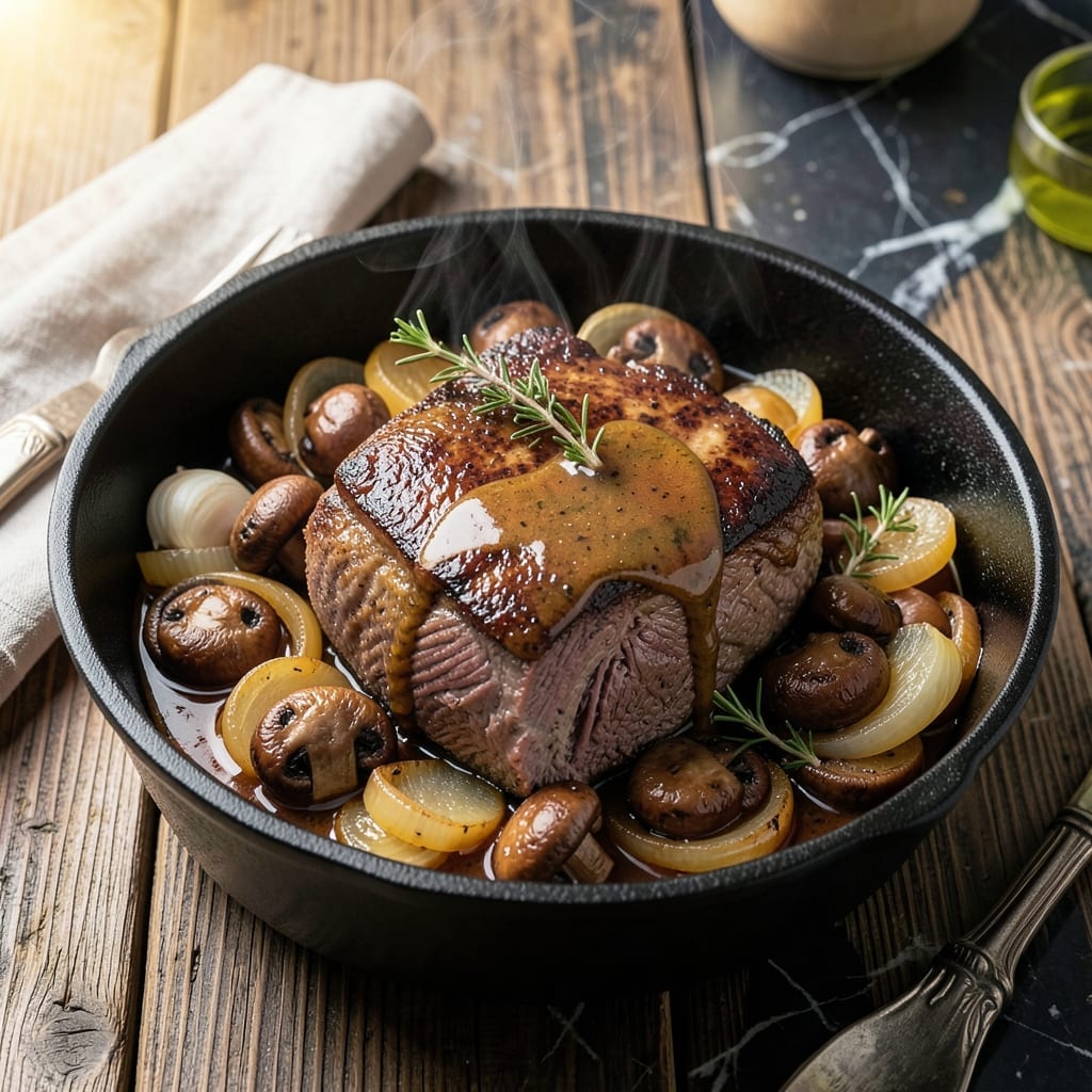 Golden Mushroom Pot Roast Recipe: Slow-Braised Beef With Rich Gravy Golden Mushroom Pot Roast Recipe: Slow-Braised Beef With Rich Gravy