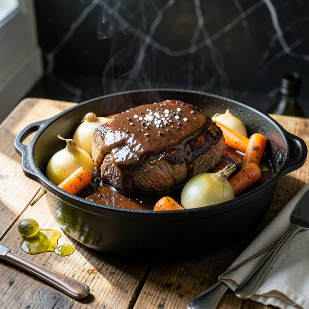 French-Style Pot Roast Recipe: Red Wine Braised With Herb-Infused Elegance