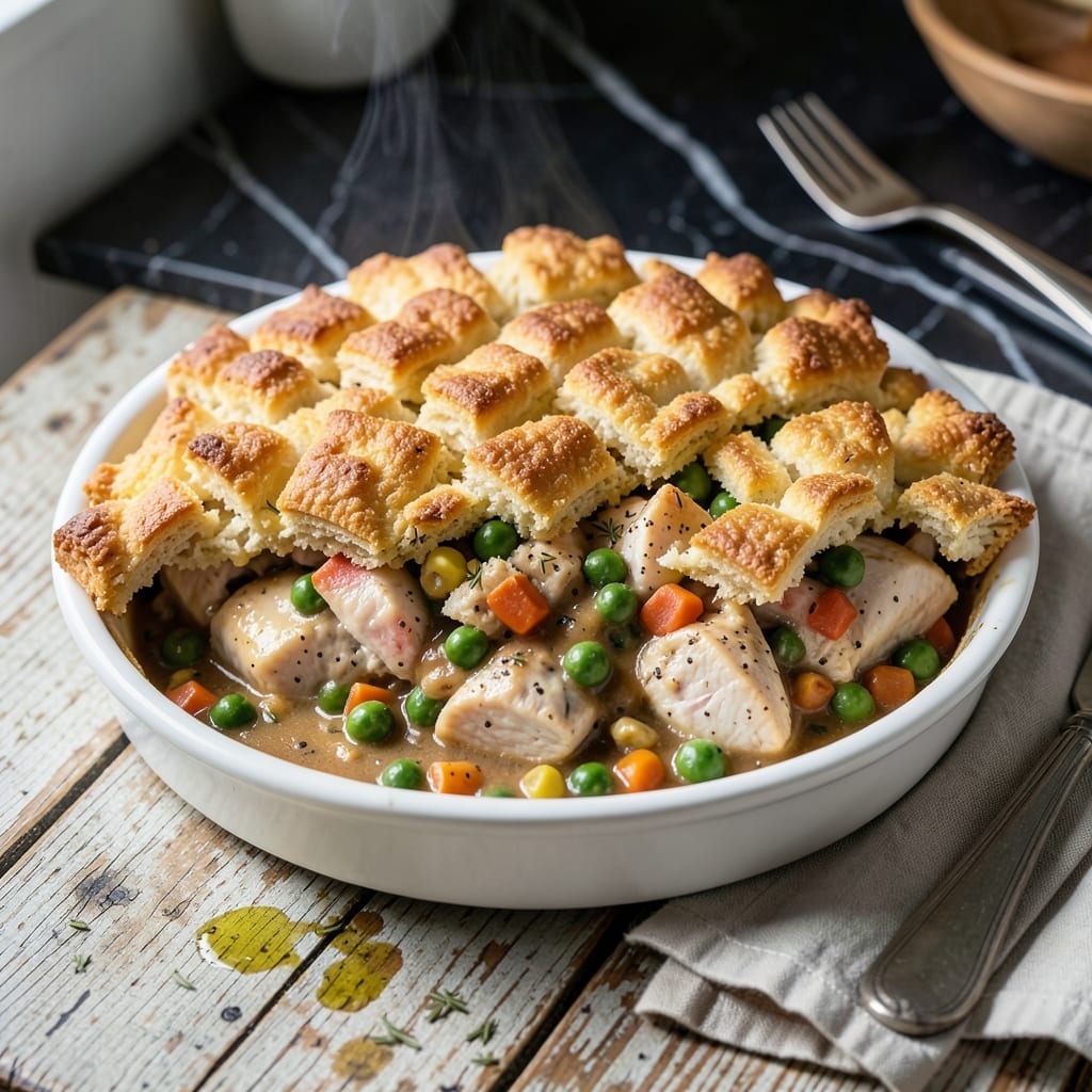 Chicken Pot Pie Recipe with Ritz Crackers: Buttery Crumb Topping Over Creamy Filling