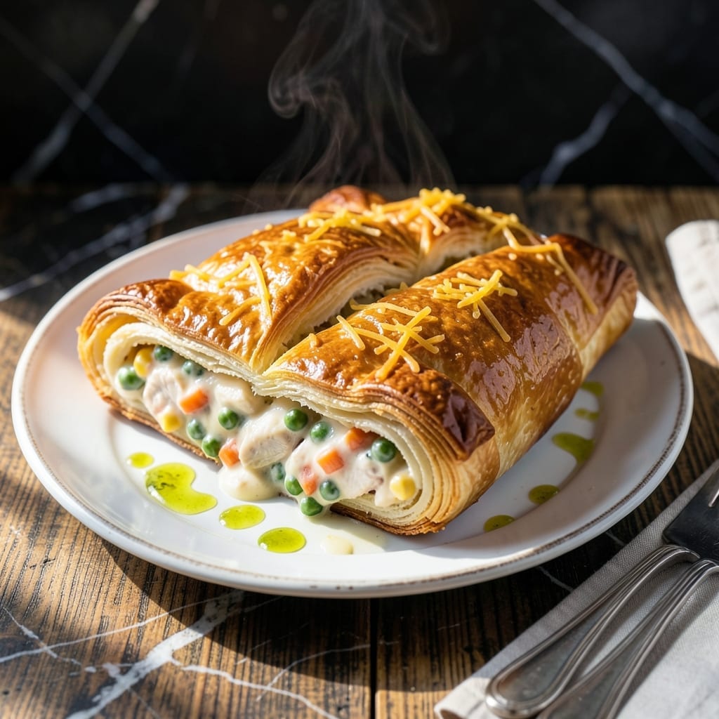 Chicken Pot Pie Stromboli Recipe: Golden Crust Over Savory Filling