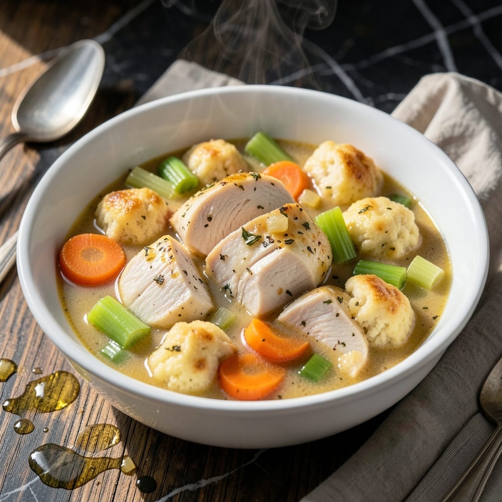 Bisquick Chicken and Dumplings Crock Pot Recipe: Fluffy Topping Over Savory Broth