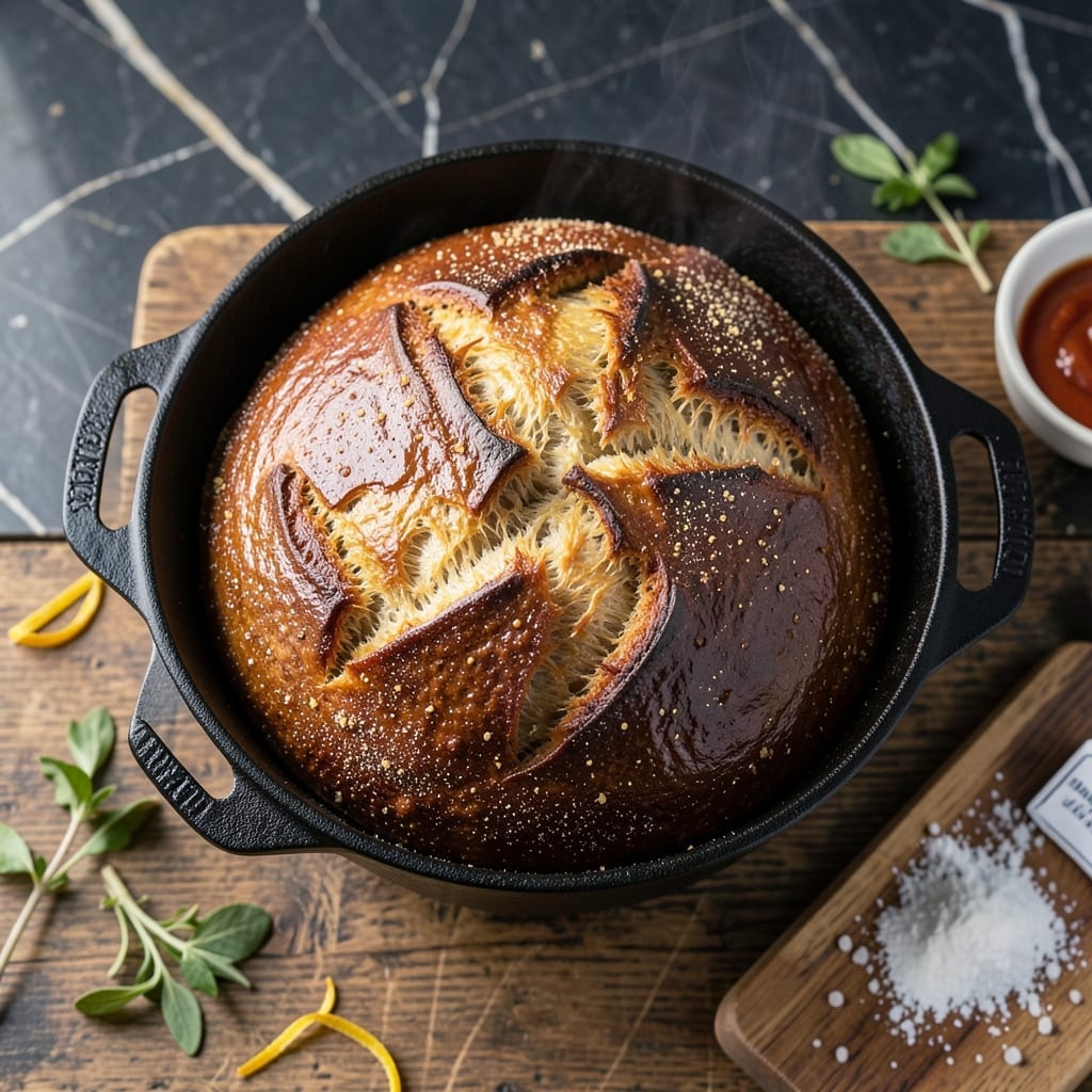 Pot Bread Recipe in Oven: No-Knead Artisan Loaf With Crusty Exterior
