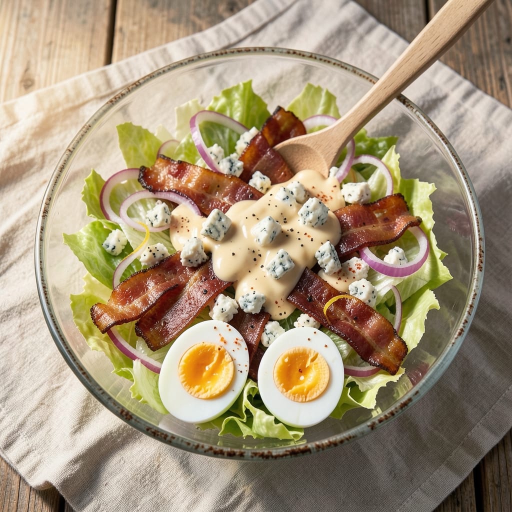 1908 Salad Recipe: Vintage Iceberg, Bacon, and Blue Cheese Crunch 1908 Salad Recipe: Vintage Iceberg, Bacon, and Blue Cheese Crunch