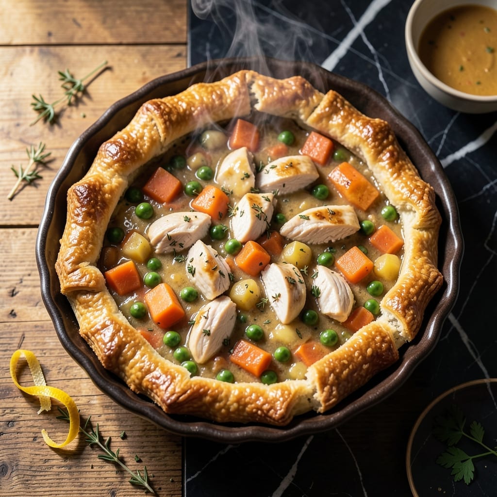 Chicken Pot Pie Recipe With Mixed Vegetables: Flaky Pastry Hugging a Rich Herb Gravy Chicken Pot Pie Recipe With Mixed Vegetables: Flaky Pastry Hugging a Rich Herb Gravy