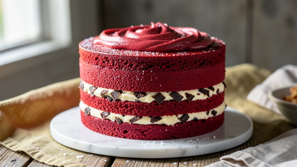 4 Layer Red Velvet Cake Recipe: Moist Layers and Cream Cheese Frosting Bliss 4 Layer Red Velvet Cake Recipe: Moist Layers and Cream Cheese Frosting Bliss