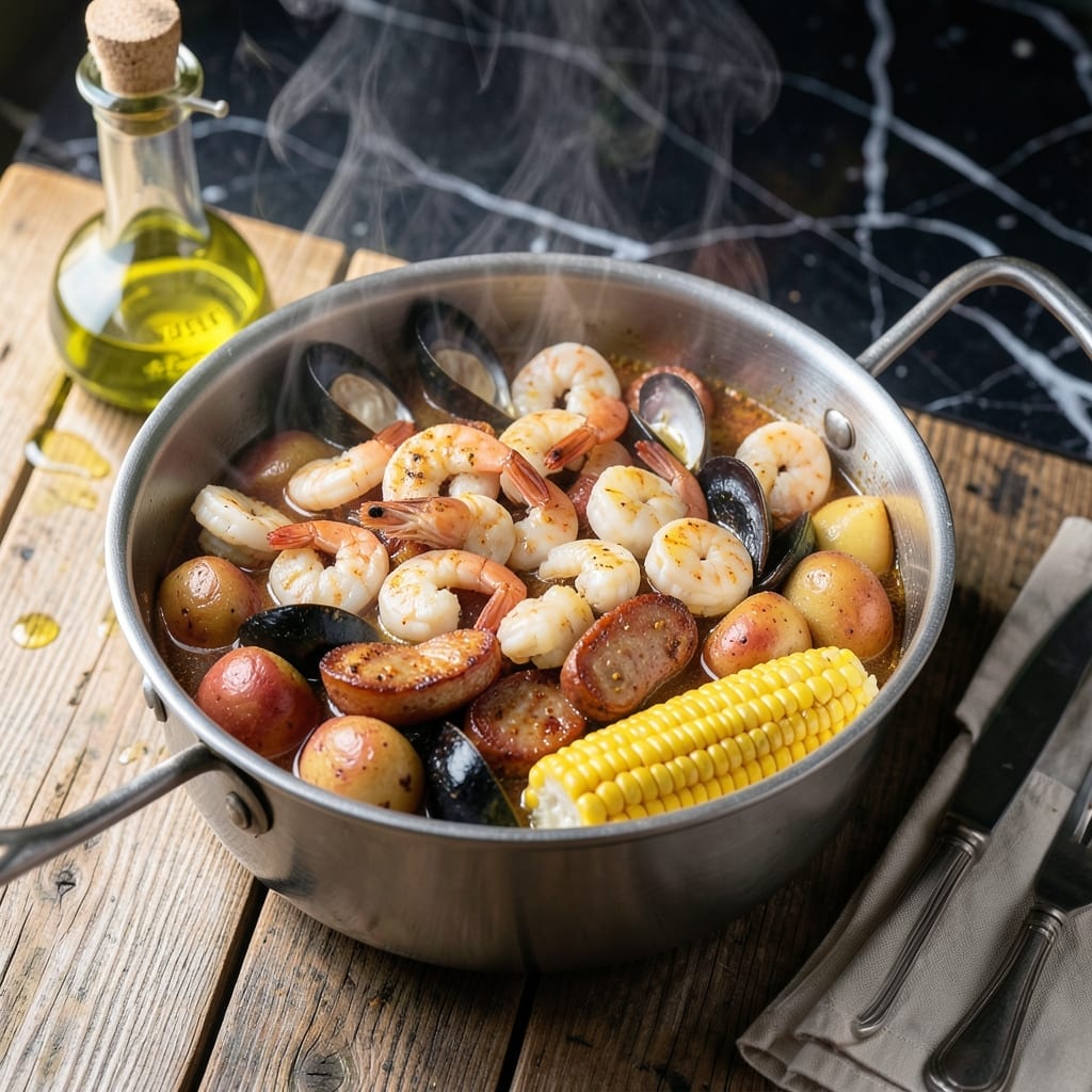 Seafood Trash Pot Recipe: Coastal Boil With Buttery Garlic Sauce