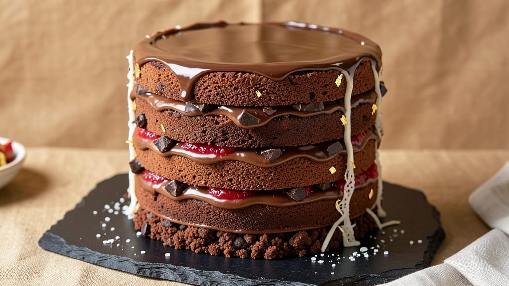 13 Layer Chocolate Cake Recipe: Decadent Stack of Moist Layers and Ganache Rivers 13 Layer Chocolate Cake Recipe: Decadent Stack of Moist Layers and Ganache Rivers