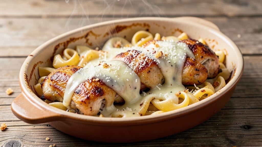 3 Cheese Chicken Cavatappi Recipe: One-Pot Pasta Bake With Melty Cheese Layers