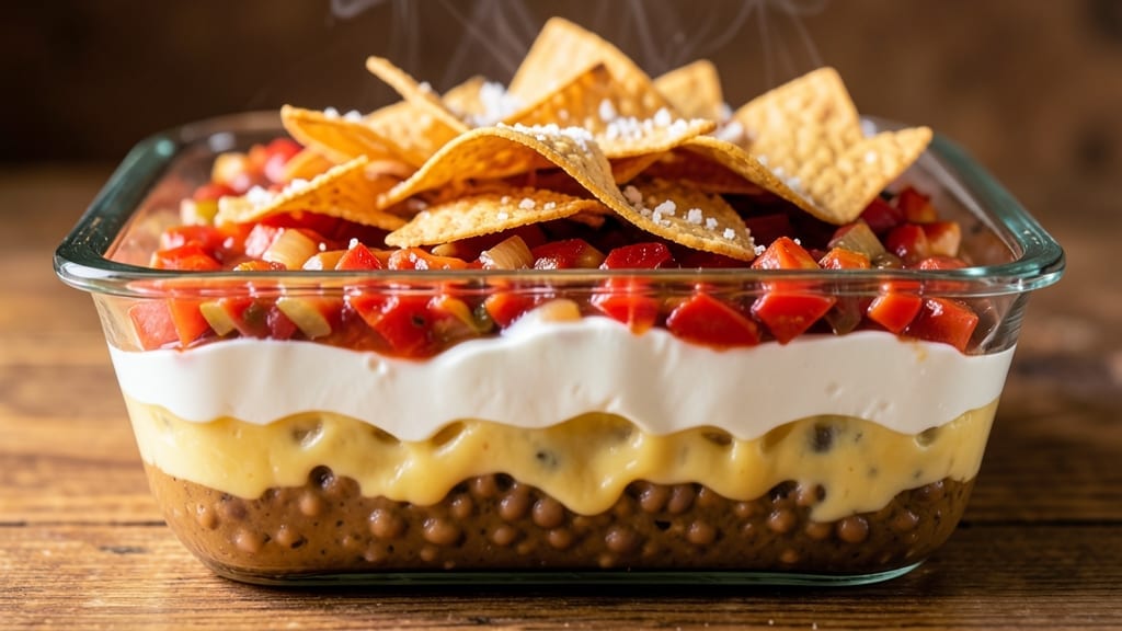 7 Layer Dip Recipe Without Guacamole: Creamy Cheese and Bean Bliss in Minutes