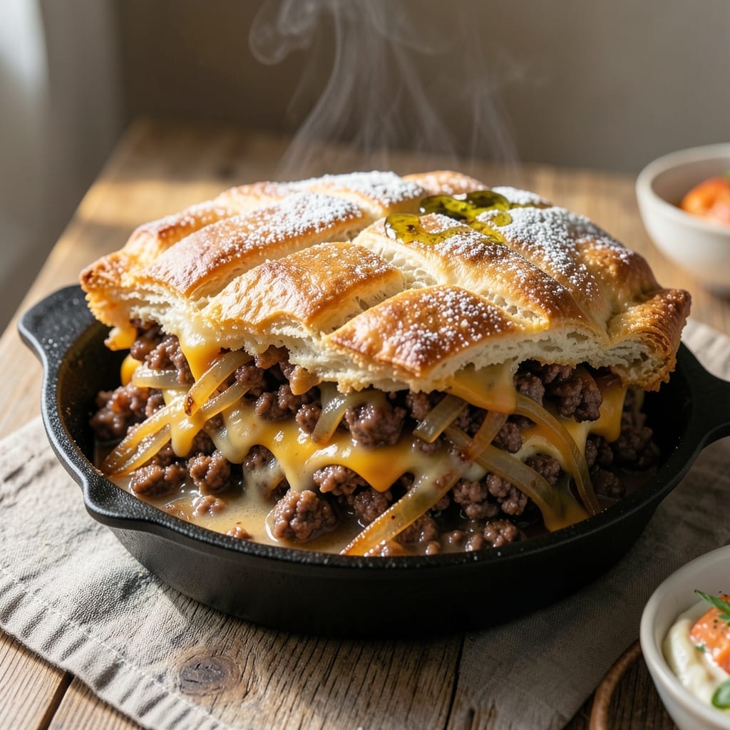 Cheeseburger Pot Pie Recipe: Flaky Crust Over Savory Beef and Cheese