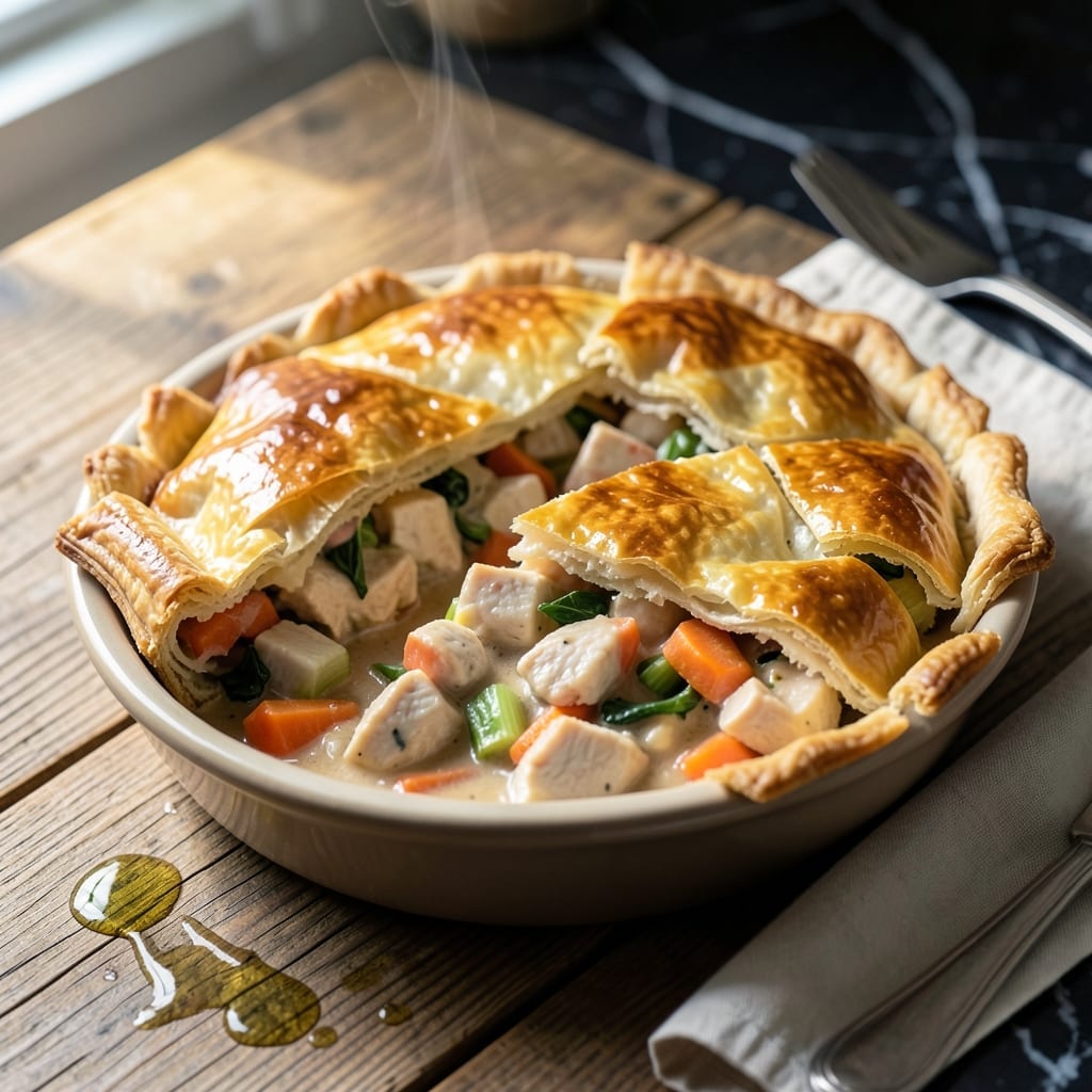 Low Calorie Pot Pie Recipe: Flaky Crust With Light Savory Filling Low Calorie Pot Pie Recipe: Flaky Crust With Light Savory Filling