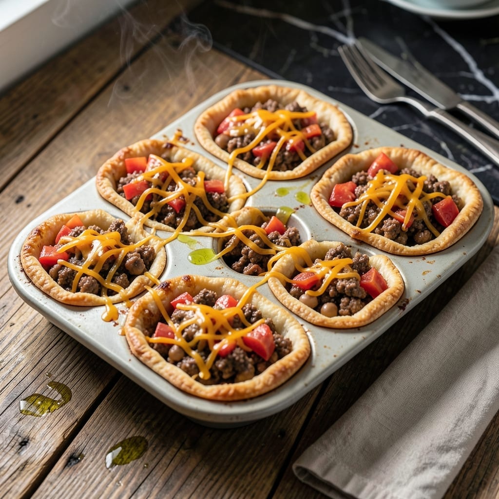 Taco Pot Pie Recipe in Muffin Tin: Individual Portions of Tex-Mex Comfort