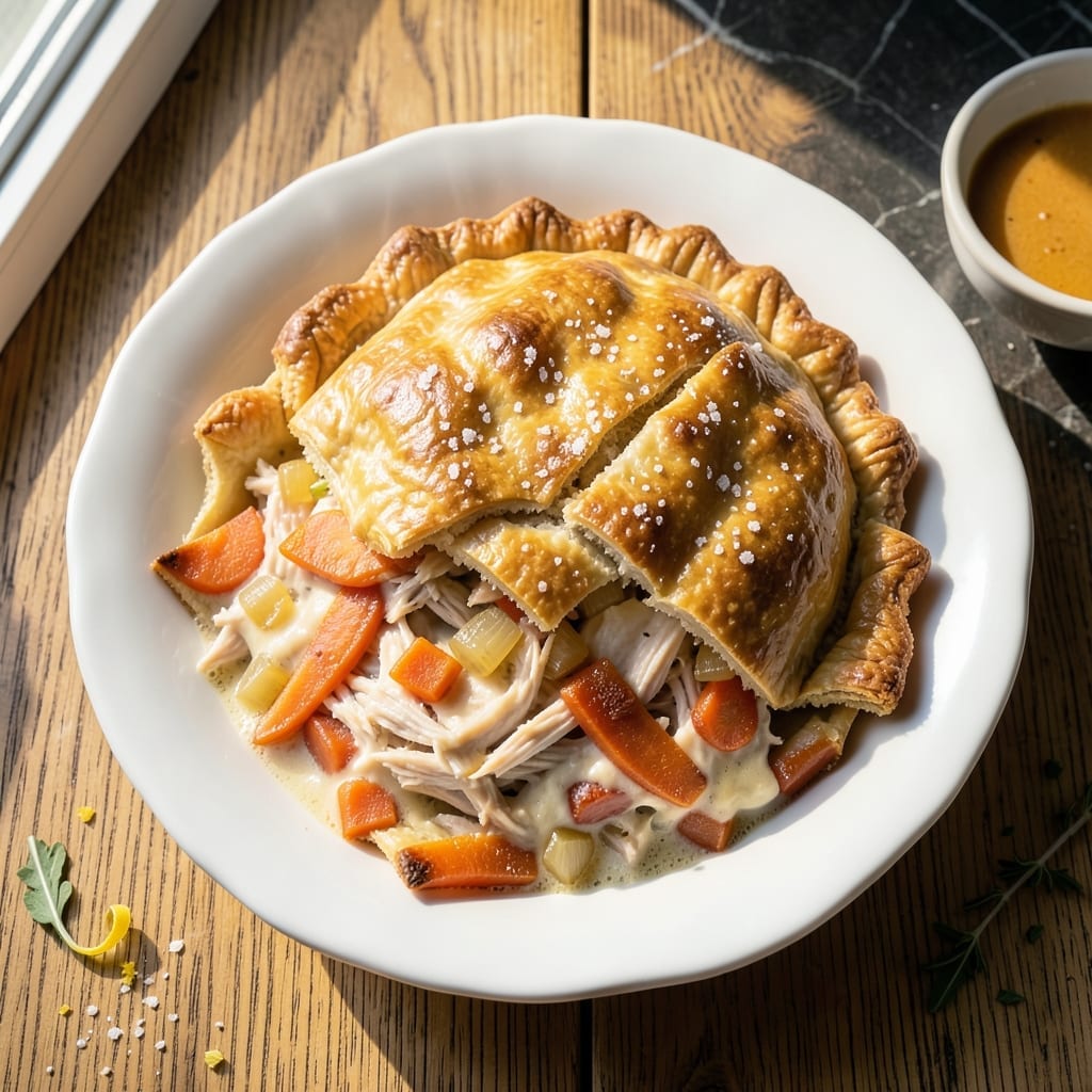 Chicken Pot Pie Recipe Shredded Chicken: Flaky Crust With Savory Herb Gravy Chicken Pot Pie Recipe Shredded Chicken: Flaky Crust With Savory Herb Gravy