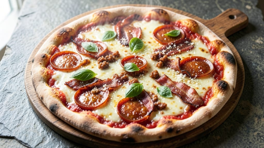 3-Meat Pizza Recipe: Savory Tri-Layer of Pepperoni, Sausage, and Bacon