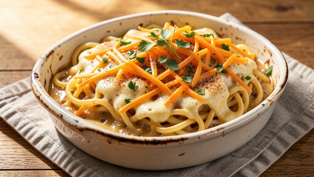 3 Ingredient Noodle Bake Recipe: Cheesy, Crispy Top Layer in One Pan