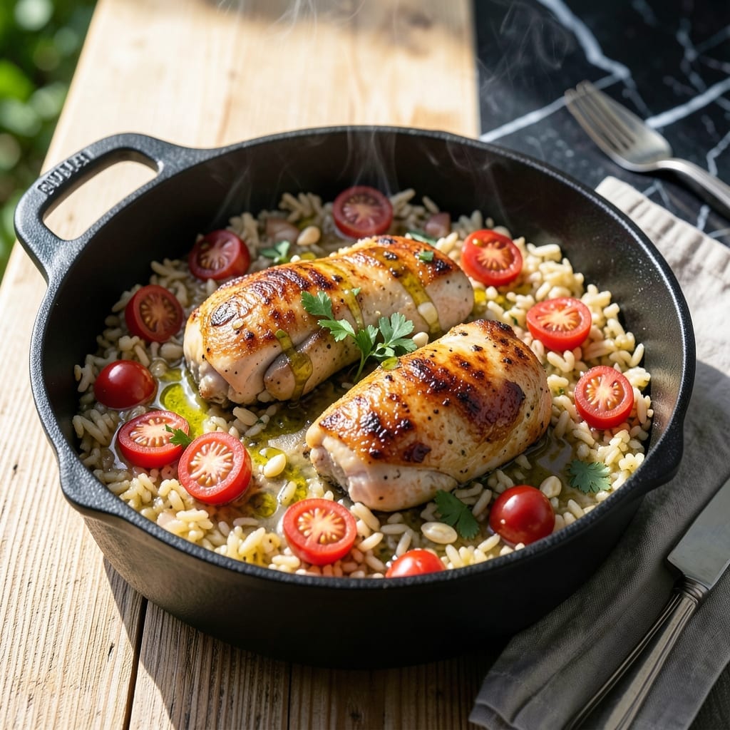 One Pot Mediterranean Chicken Orzo Recipe: Lemon-Herb Infused Ease