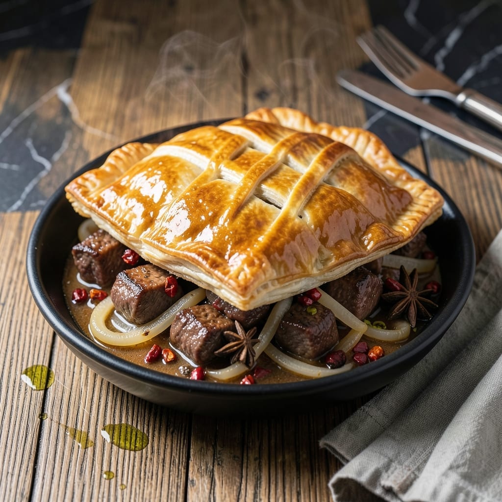 Slippery Beef Pot Pie Recipe: Sichuan Peppercorn Heat in a Flaky Crust