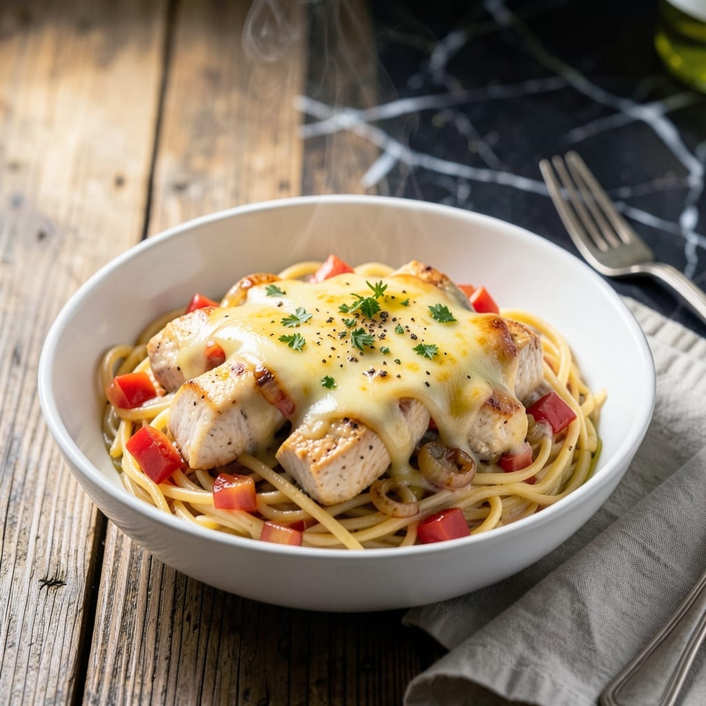 Crock Pot Cheesy Chicken Spaghetti Recipe: Slow-Cooked Pasta With Melty Cheddar