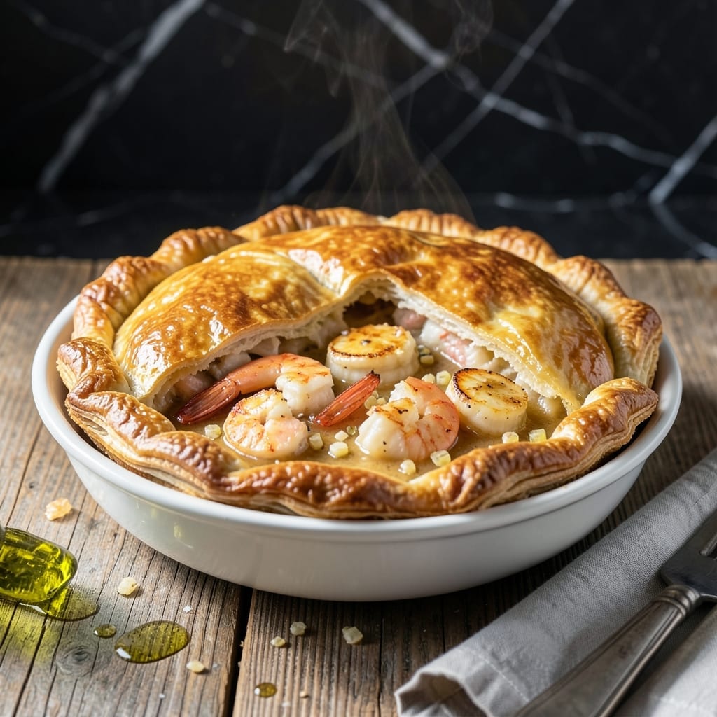 Seafood Pot Pie Recipe Puff Pastry: Golden Crust Over Briny Seafood Medley