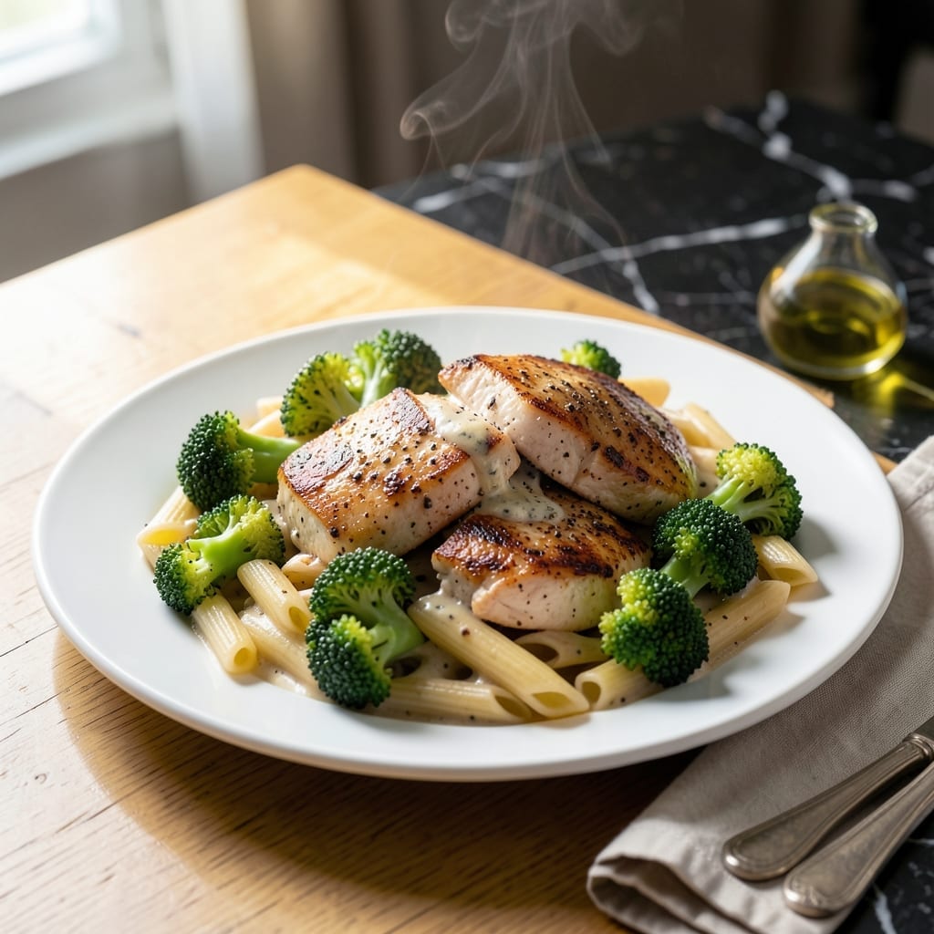 One Pot Chicken and Broccoli Pasta Recipe: Creamy Garlic-Infused Simplicity