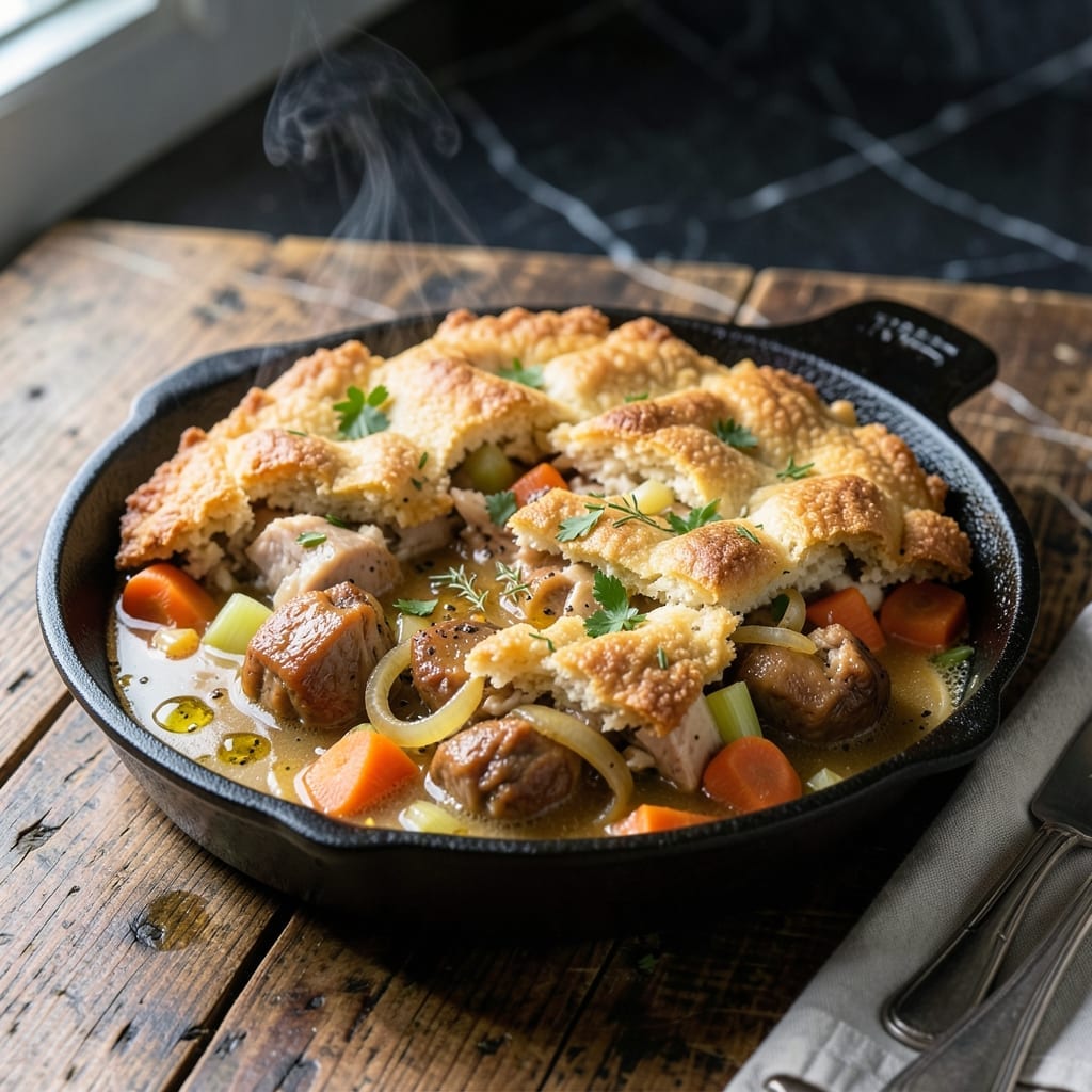 Chicken Pot Cobbler Recipe: Buttery Biscuit Topped Stew Chicken Pot Cobbler Recipe: Buttery Biscuit Topped Stew
