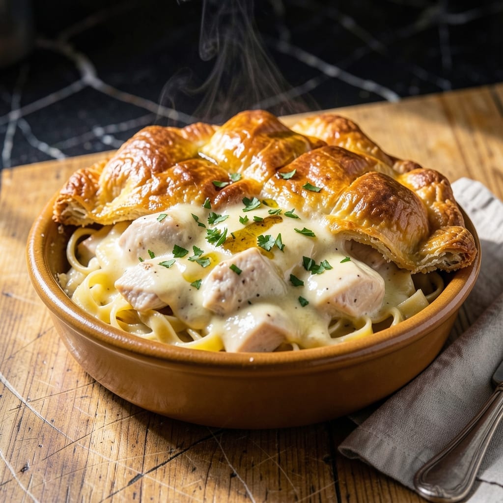 Chicken Alfredo Pot Pie Recipe: Creamy Pasta Meets Flaky Crust