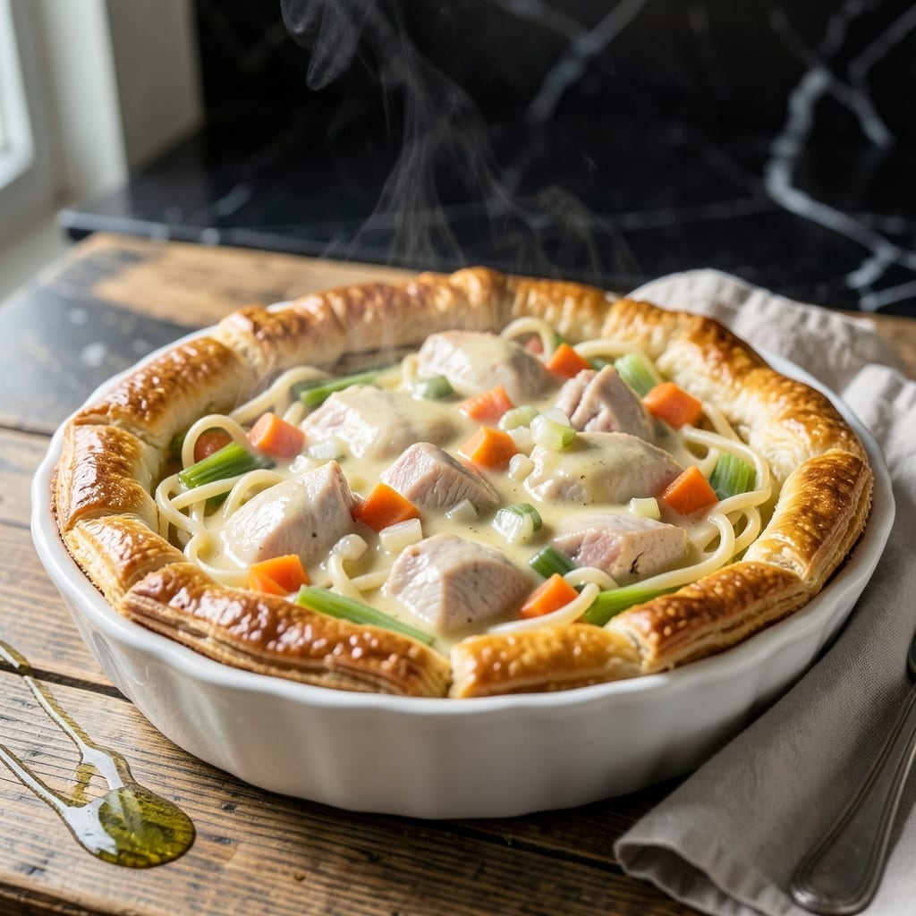 Moravian Chicken Pot Pie Recipe: Flaky Crust Over Traditional Square Noodles Moravian Chicken Pot Pie Recipe: Flaky Crust Over Traditional Square Noodles