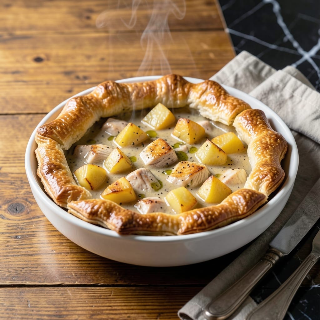 Baked Potato Chicken Pot Pie Recipe: Flaky Crust With Rustic Filling