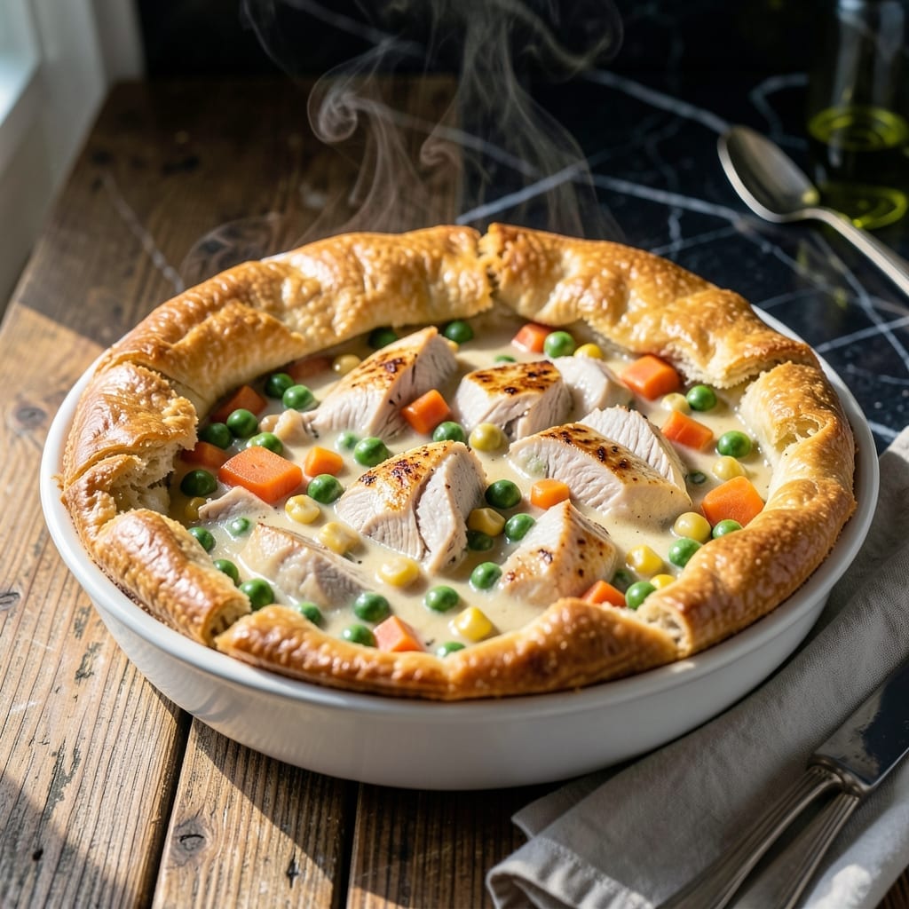 Recipe for Turkey Pot Pie With Bisquick: Savory Filling Under Fluffy Biscuit Top