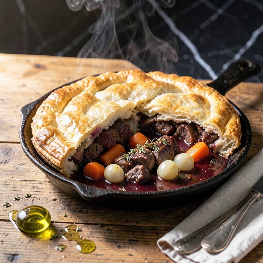 Beef Bourguignon Pot Pie Recipe: Flaky Crust Hugging Wine-Braised Beef