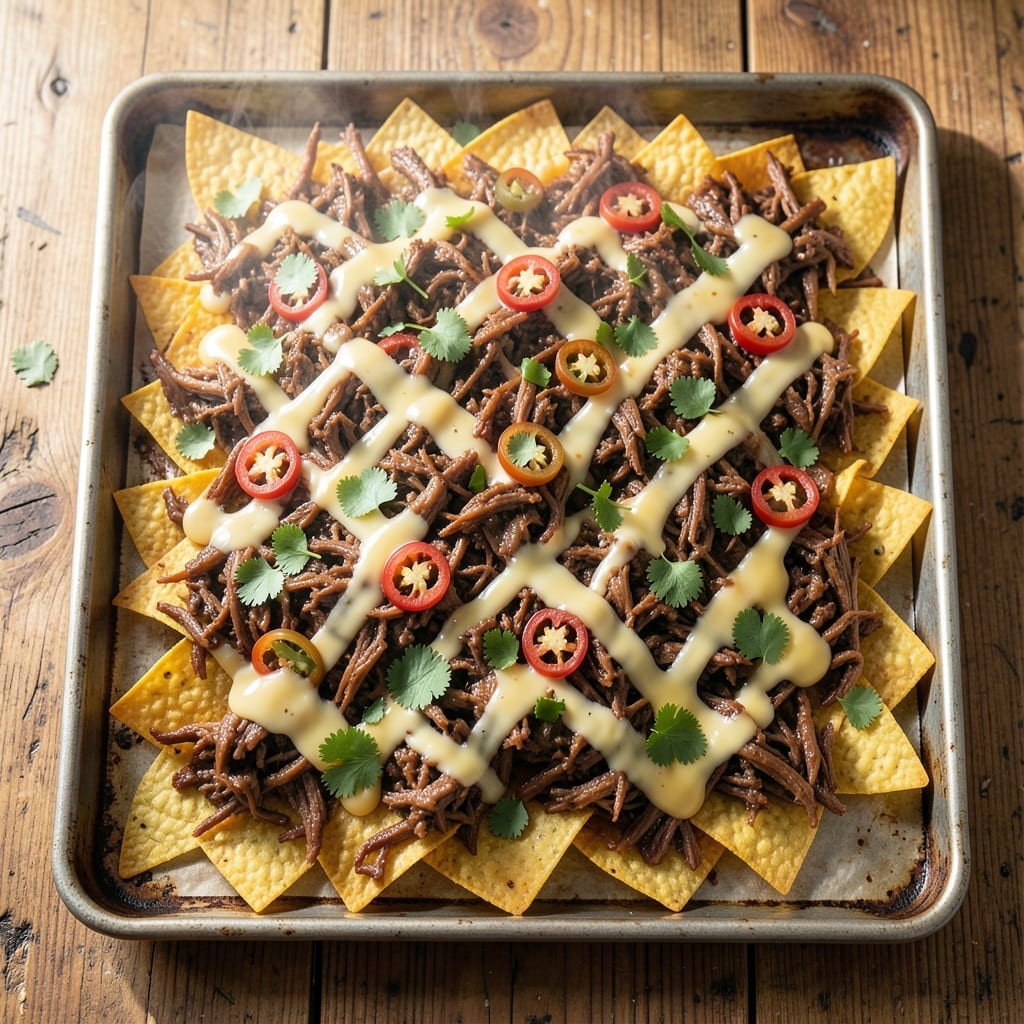 Atrias Pot Roast Nachos Recipe: Loaded With Melty Cheese and Beefy Bites