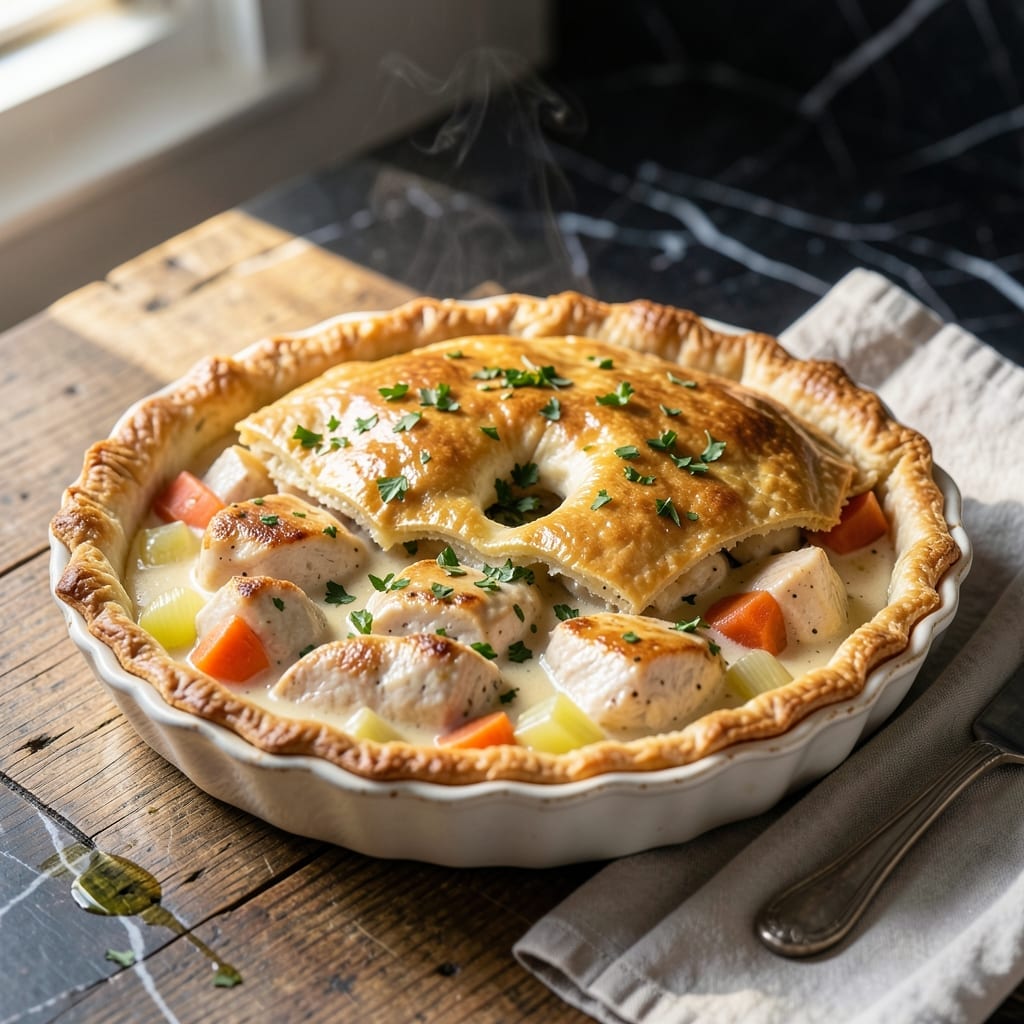 Family Chicken Pot Pie Recipe: Buttery Crust Over Herb-Infused Filling Family Chicken Pot Pie Recipe: Buttery Crust Over Herb-Infused Filling