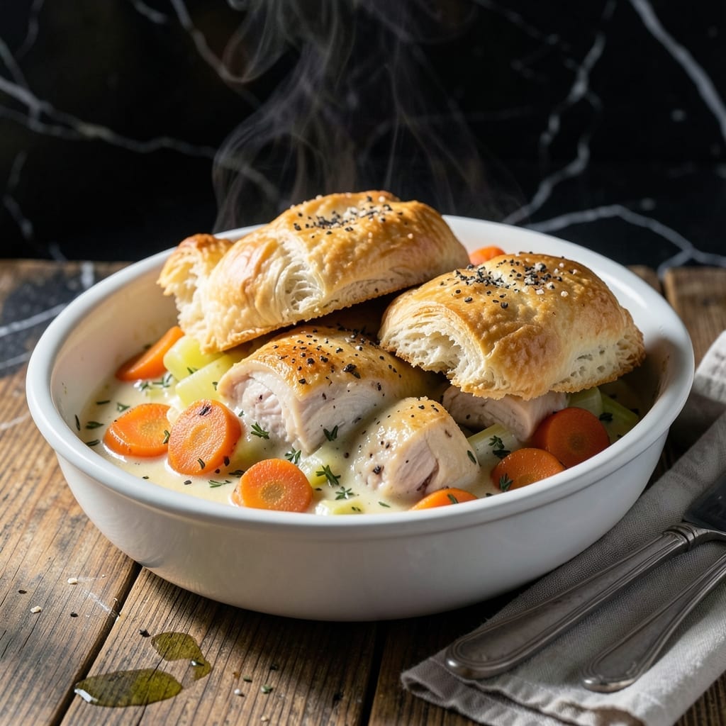 Chicken Pot Pie Recipe With Biscuits: Fluffy Topping Over Savory Herb Filling