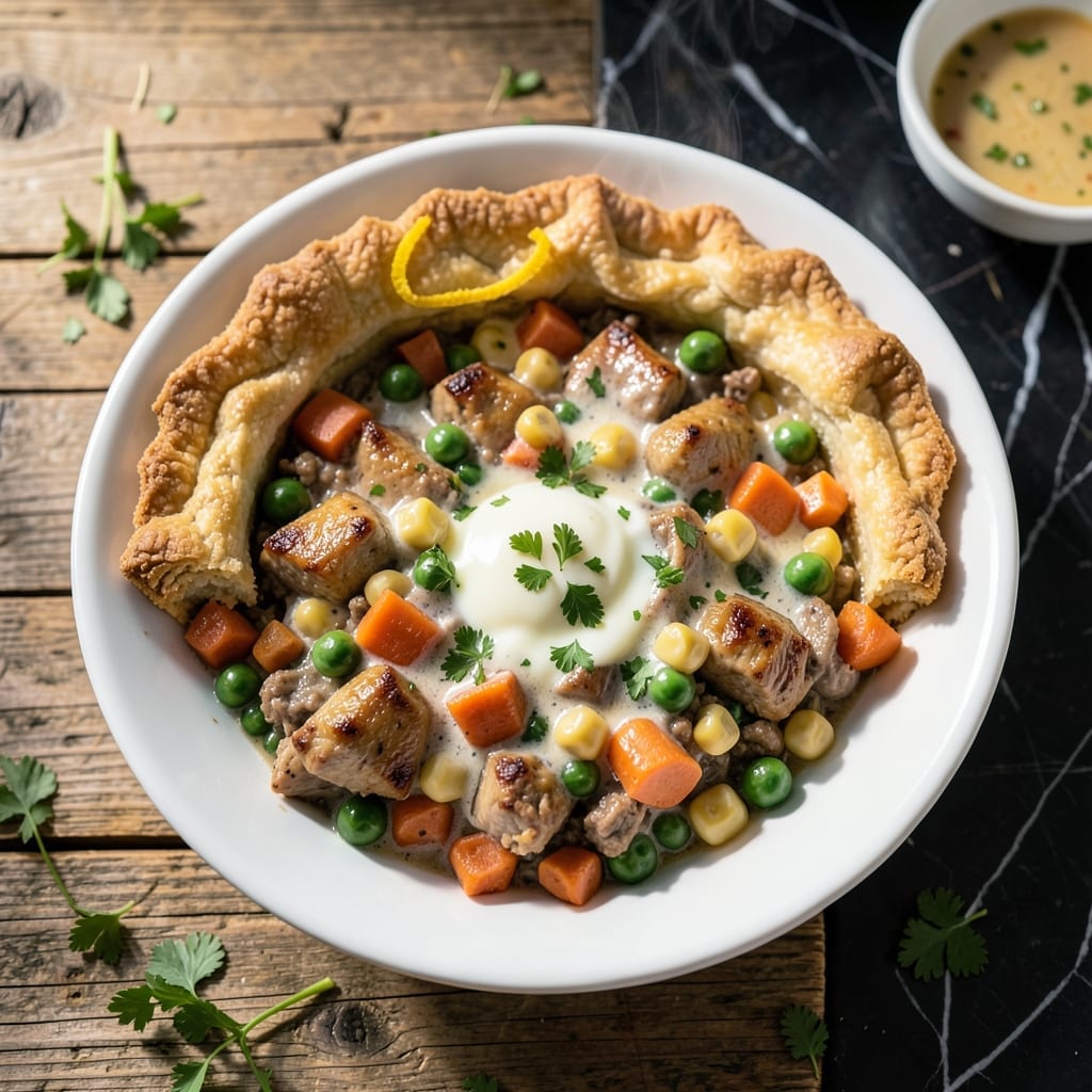 Low Carb Turkey Pot Pie Recipe: Fluffy Almond Crust Over Savory Filling