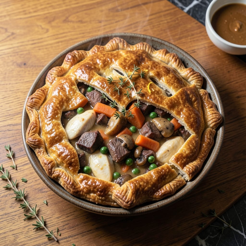Beef Chicken Pot Pie Recipe: Flaky Crust Over Rustic Filling Beef Chicken Pot Pie Recipe: Flaky Crust Over Rustic Filling