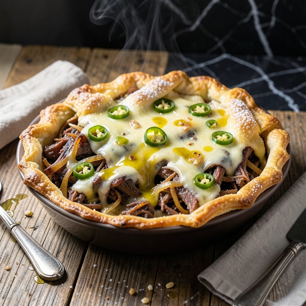 Brisket Jalapeño and Cheese Pot Pie Recipe: Smoky-Spicy Flaky Crust Delight