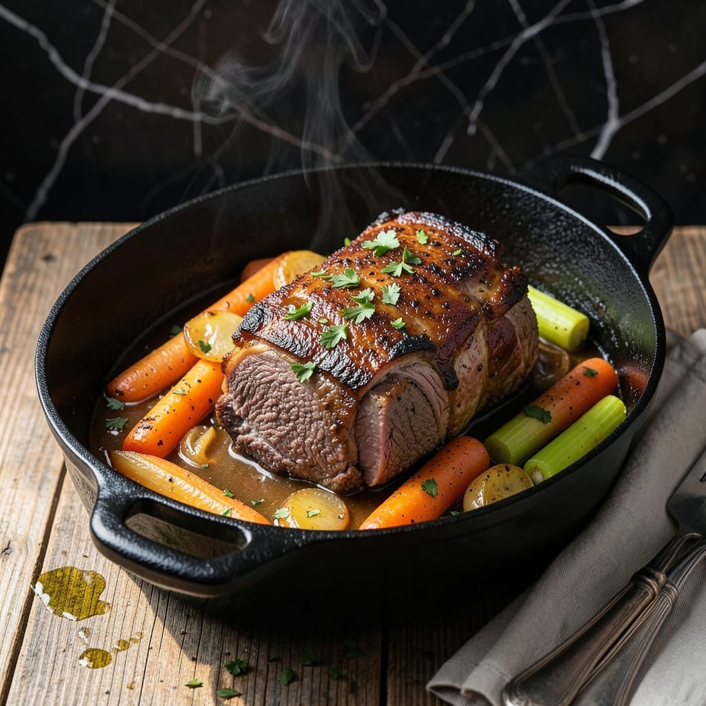 Bobby Flay's Pot Roast Recipe: Dutch Oven Sunday Dinner with Caramelized Onions Bobby Flay's Pot Roast Recipe: Dutch Oven Sunday Dinner with Caramelized Onions