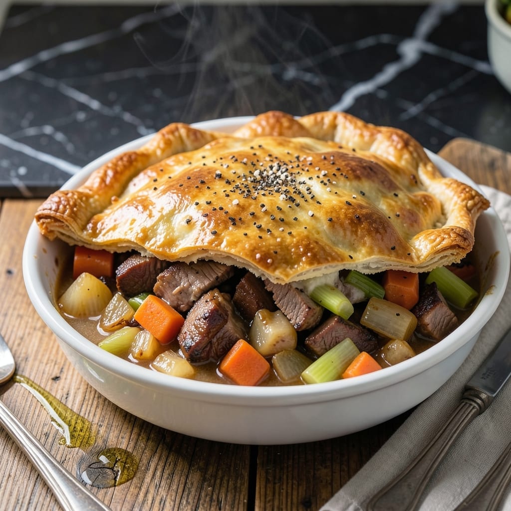 Pork Roast Pot Pie Recipe: Savory Filling in a Buttery Pastry Shell Pork Roast Pot Pie Recipe: Savory Filling in a Buttery Pastry Shell